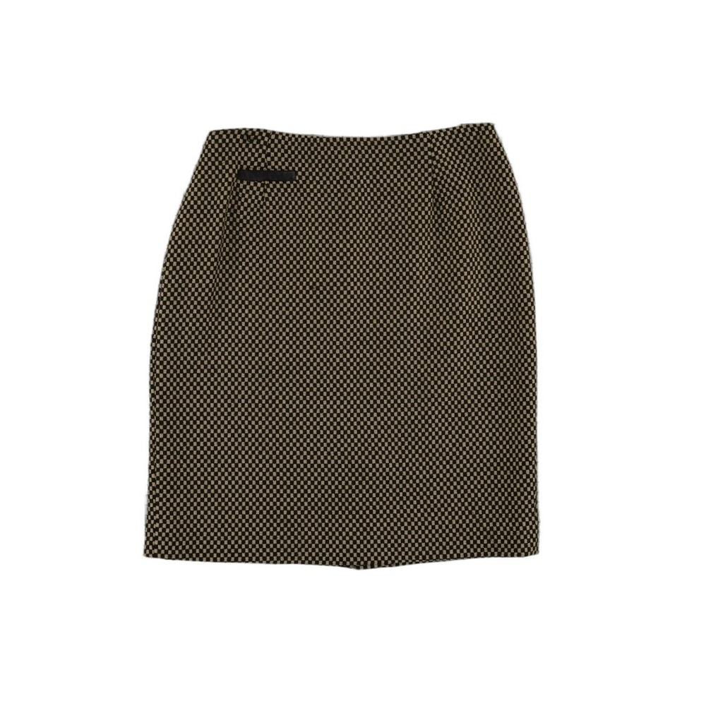Talbots Collection Pencil Skirt Women's Size 10 Tan Black Check Wool Blend Lined
